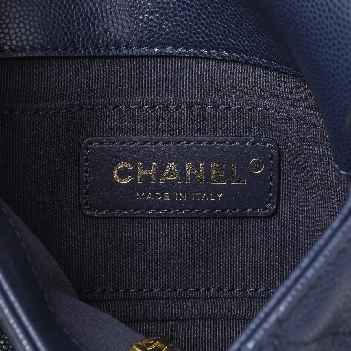 Chanel Navy Caviar Quilted Mini Twist Your Buttons Flap