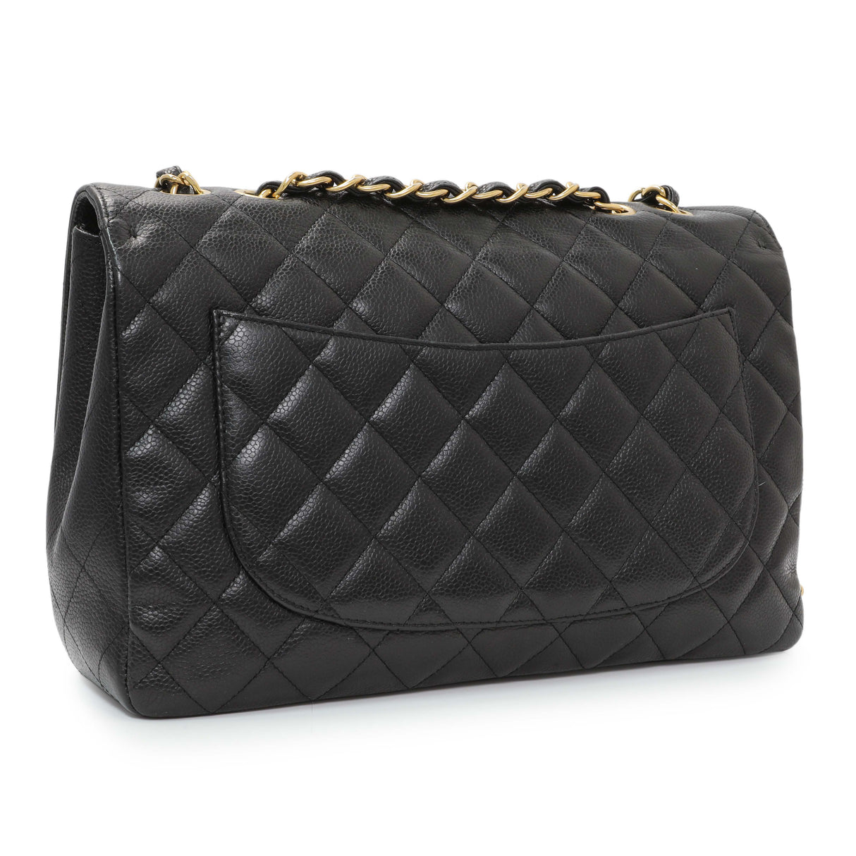 Chanel Black Quilted Caviar Jumbo Single Flap Handbags Chanel