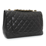 Chanel Black Quilted Caviar Jumbo Single Flap Handbags Chanel