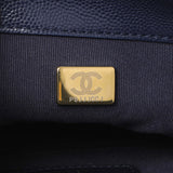 Chanel Navy Caviar Quilted Mini Twist Your Buttons Flap