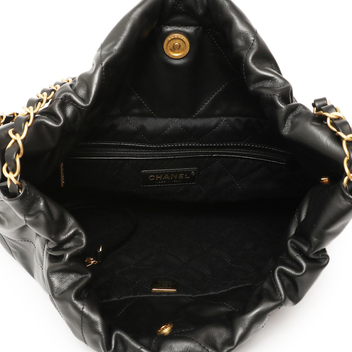 Chanel Black Quilted Shiny Calfskin Small 22