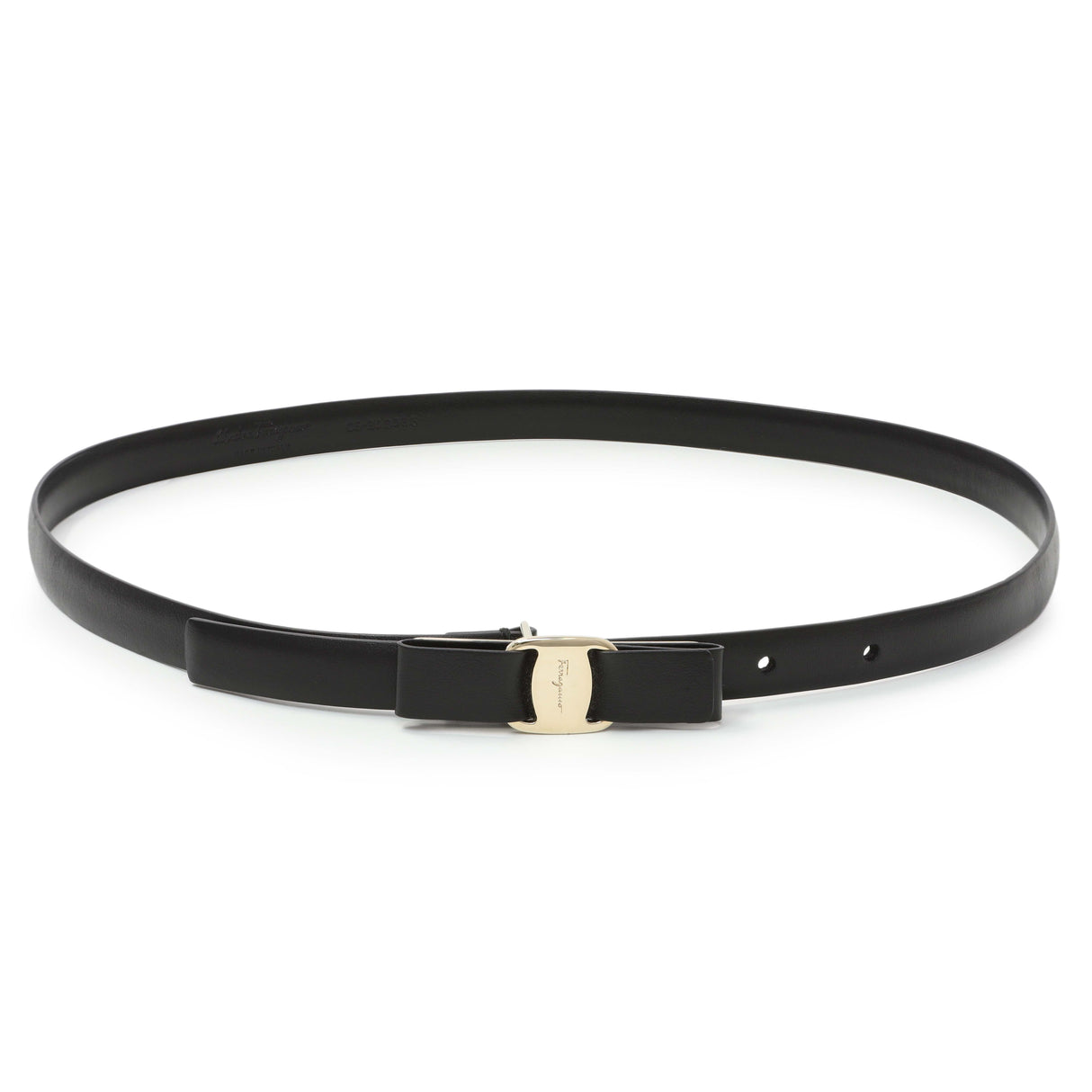 Salvatore Ferragamo Black Leather Bow Belt