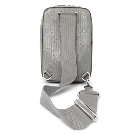 Gucci Grey Calfskin GG Tennis Embossed Sling Backpack