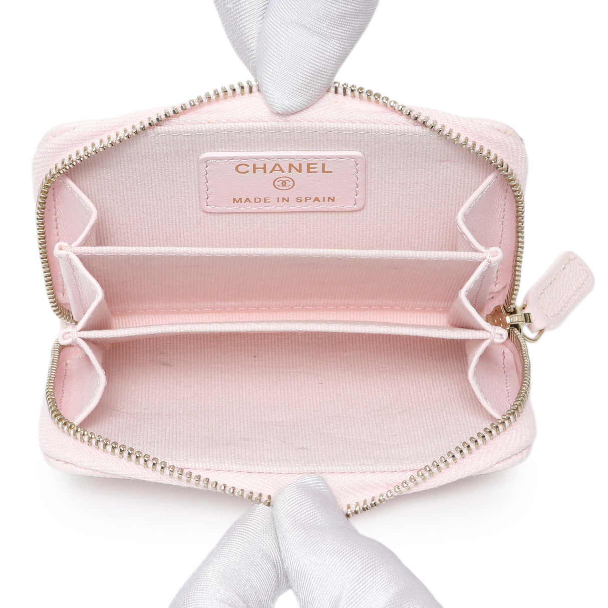 Chanel Light Pink Quilted Caviar Zip Coin Wallet Accessories Chanel
