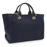 Chanel Navy Mixed Fibers Small Deauville Tote Handbags Chanel