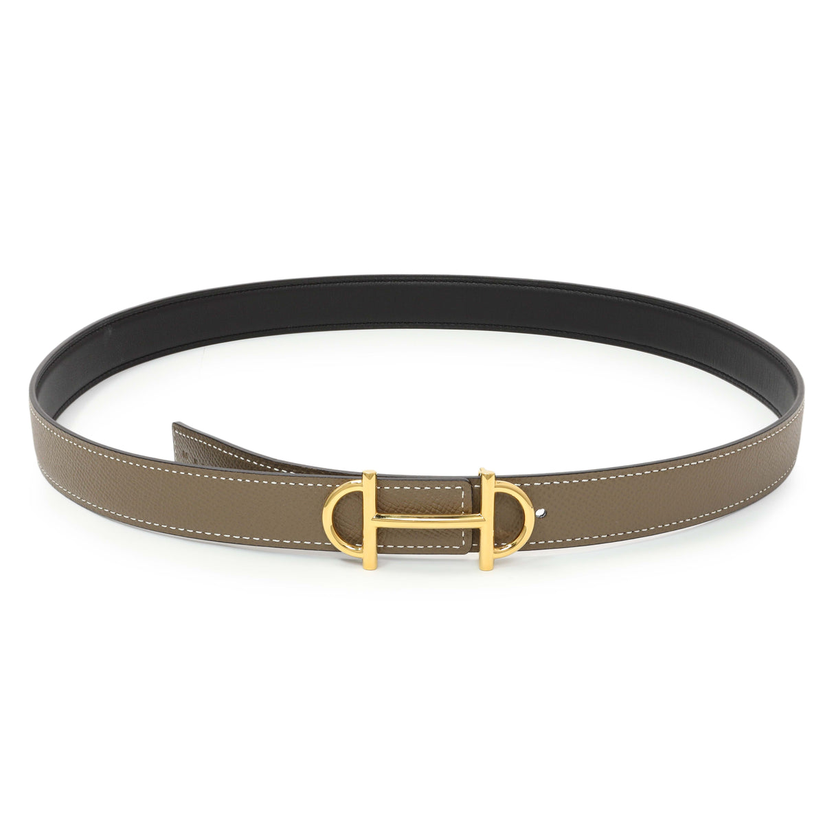 Hermes Black Swift Etoupe Epsom 24mm Reversible Gamma Belt Handbags Hermes
