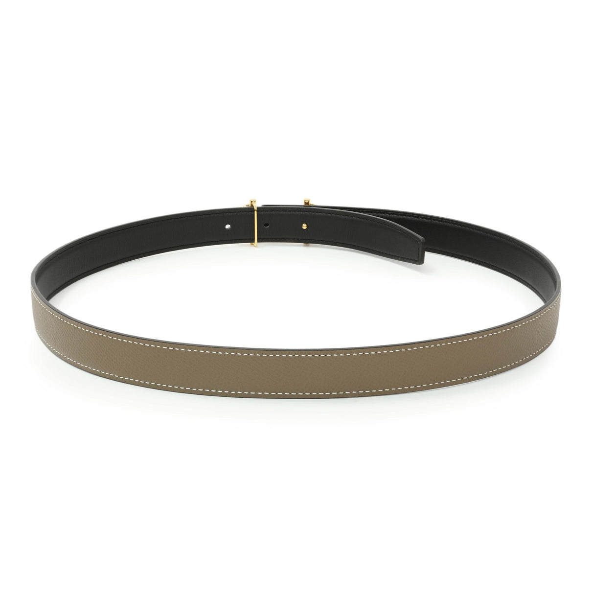 Hermes Black Swift Etoupe Epsom 24mm Reversible Gamma Belt Handbags Hermes