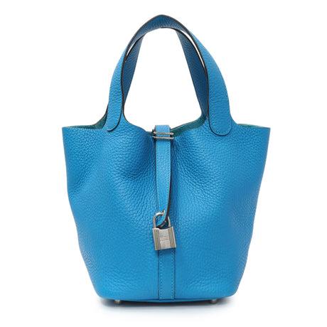 Hermes Bleu Zanzibar Clemence Picotin Lock 18 PM Handbags Hermes