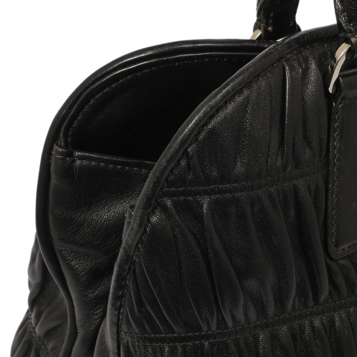 Prada Black Nappa Gaufre Double Handle Tote