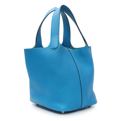 Hermes Bleu Zanzibar Clemence Picotin Lock 18 PM Handbags Hermes