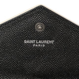 Saint Laurent Black Grain De Poudre Matelasse Chevron Monogram Envelope Wallet