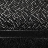 Saint Laurent Black Grain De Poudre Matelasse Chevron Monogram Envelope Wallet