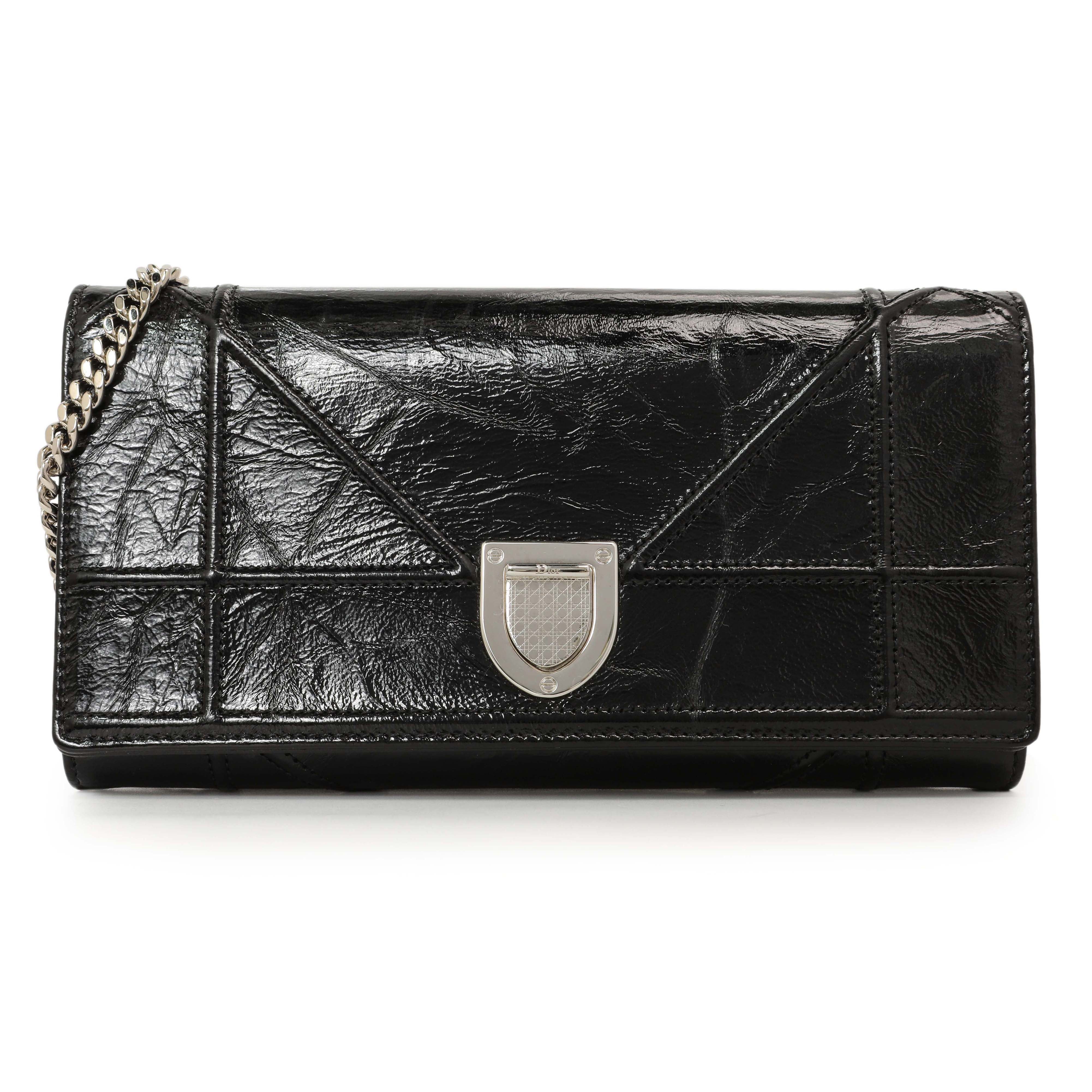 Christian Dior Black Patent Diorama Croisiere Chain Wallet Modaselle