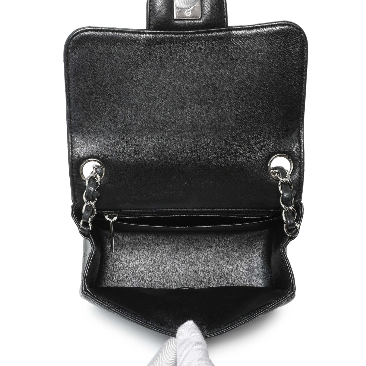 Chanel Black Lambskin Chevron Quilted Mini Square Flap Handbags Chanel