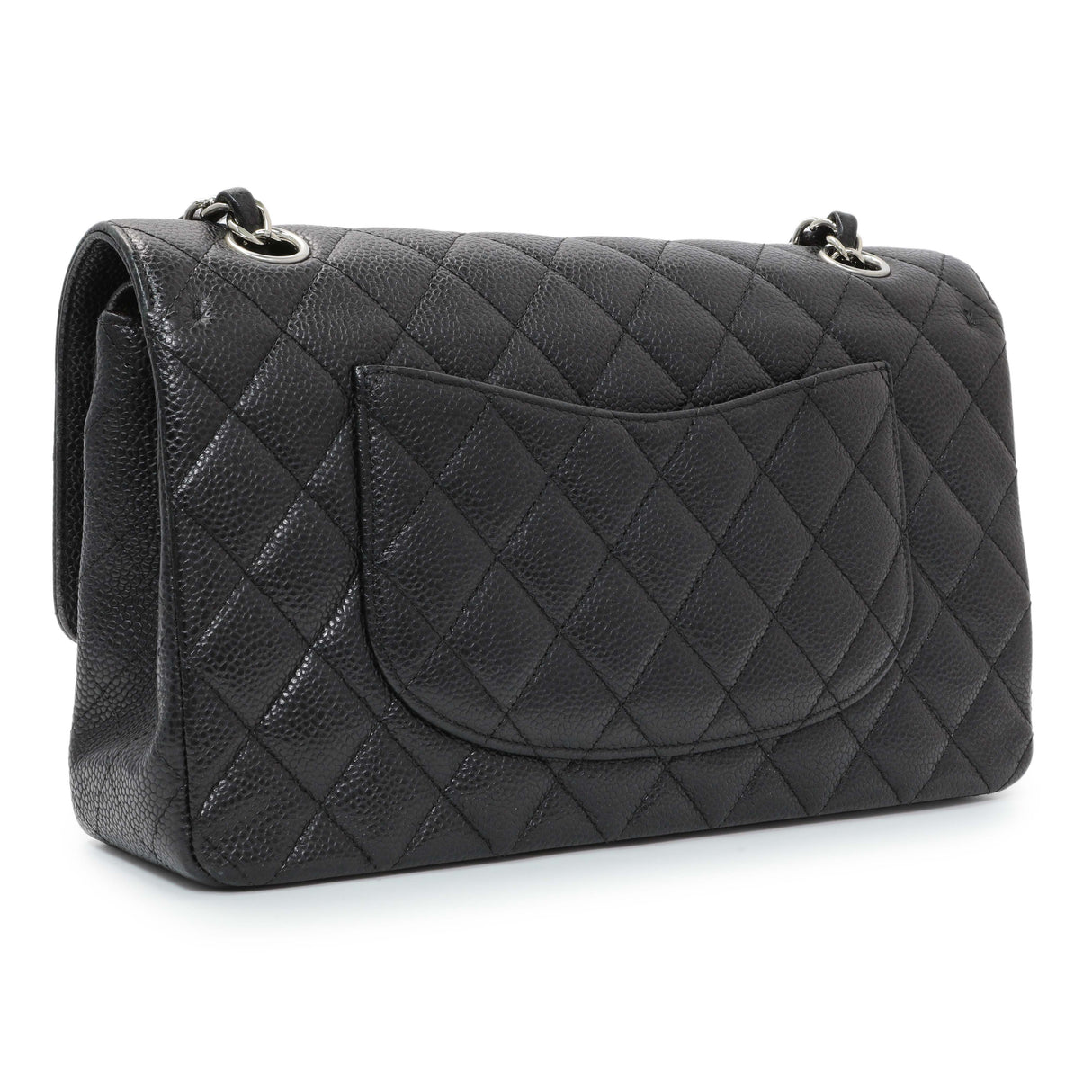 Chanel Black Quilted Caviar Medium Classic Double Flap Handbags Chanel