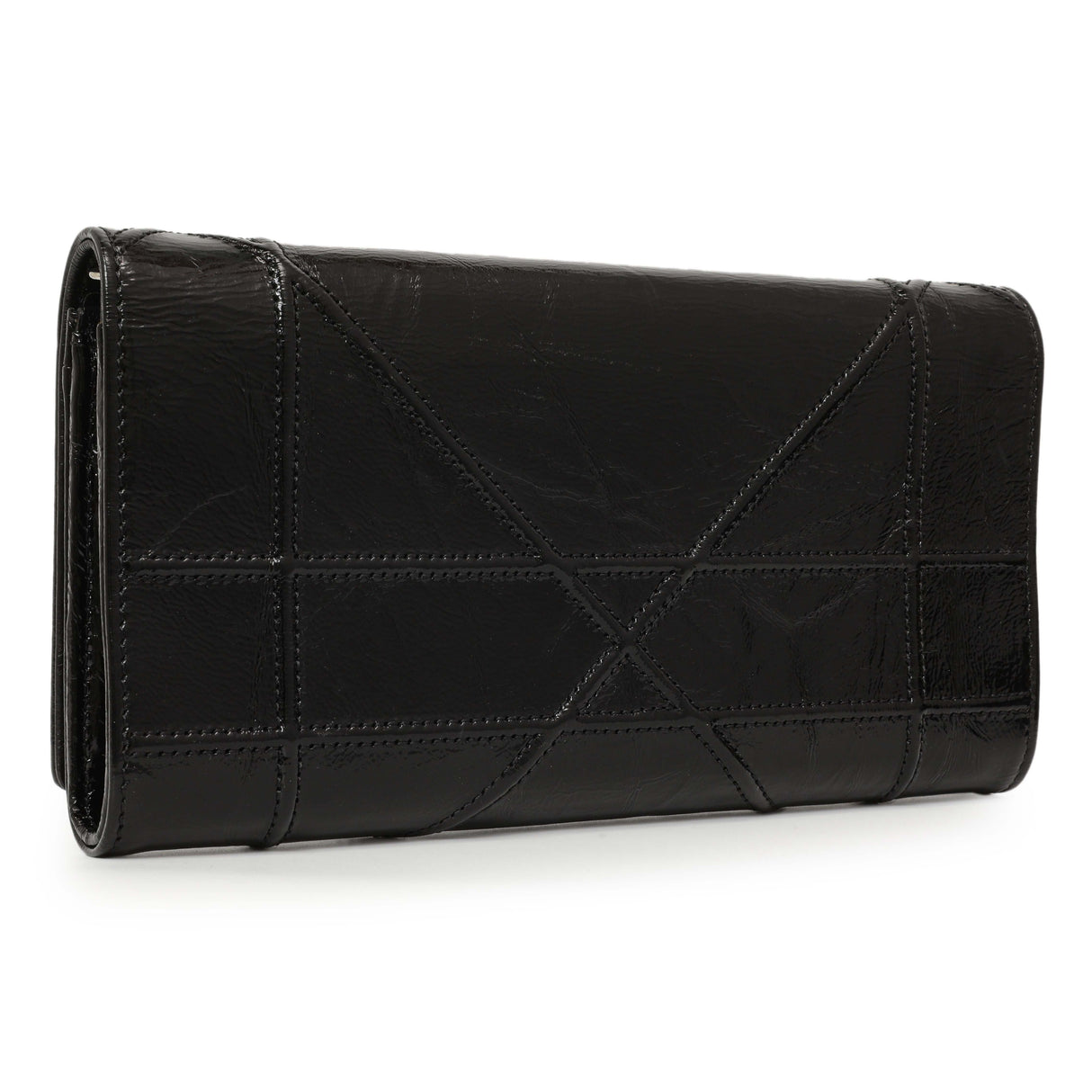 Christian Dior Black Patent Diorama Croisiere Chain Wallet