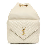 Saint Laurent Cream Lambskin Matelasse Monogram Joe Backpack