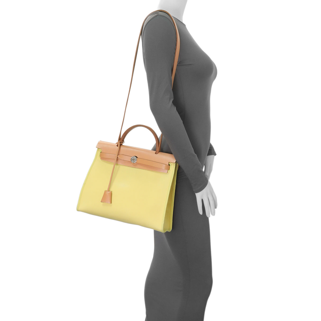 Hermes Vache Hunter Yellow Toile Herbag Zip 31 PM Handbags Hermes