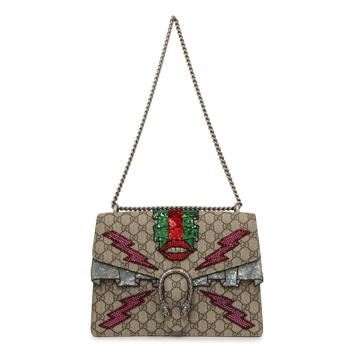 Gucci GG Supreme Monogram Lightning Embroidered Medium Dionysus Shoulder Bag