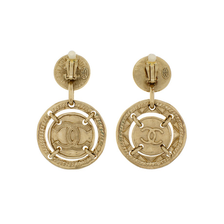 Chanel Round CC Coin Clip On Earrings