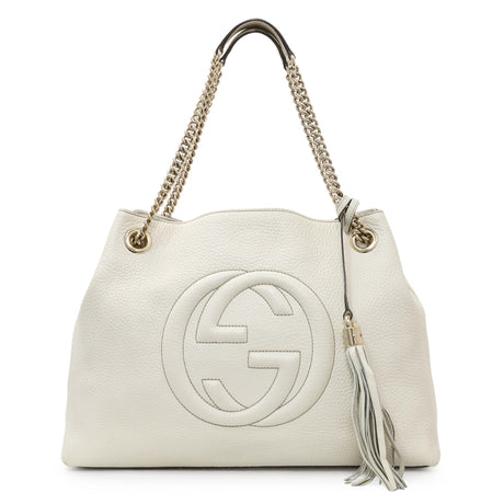 6 items ⬆️Gucci White Pebbled Calfskin Medium Soho Chain Shoulder Bag Handbags Gucci