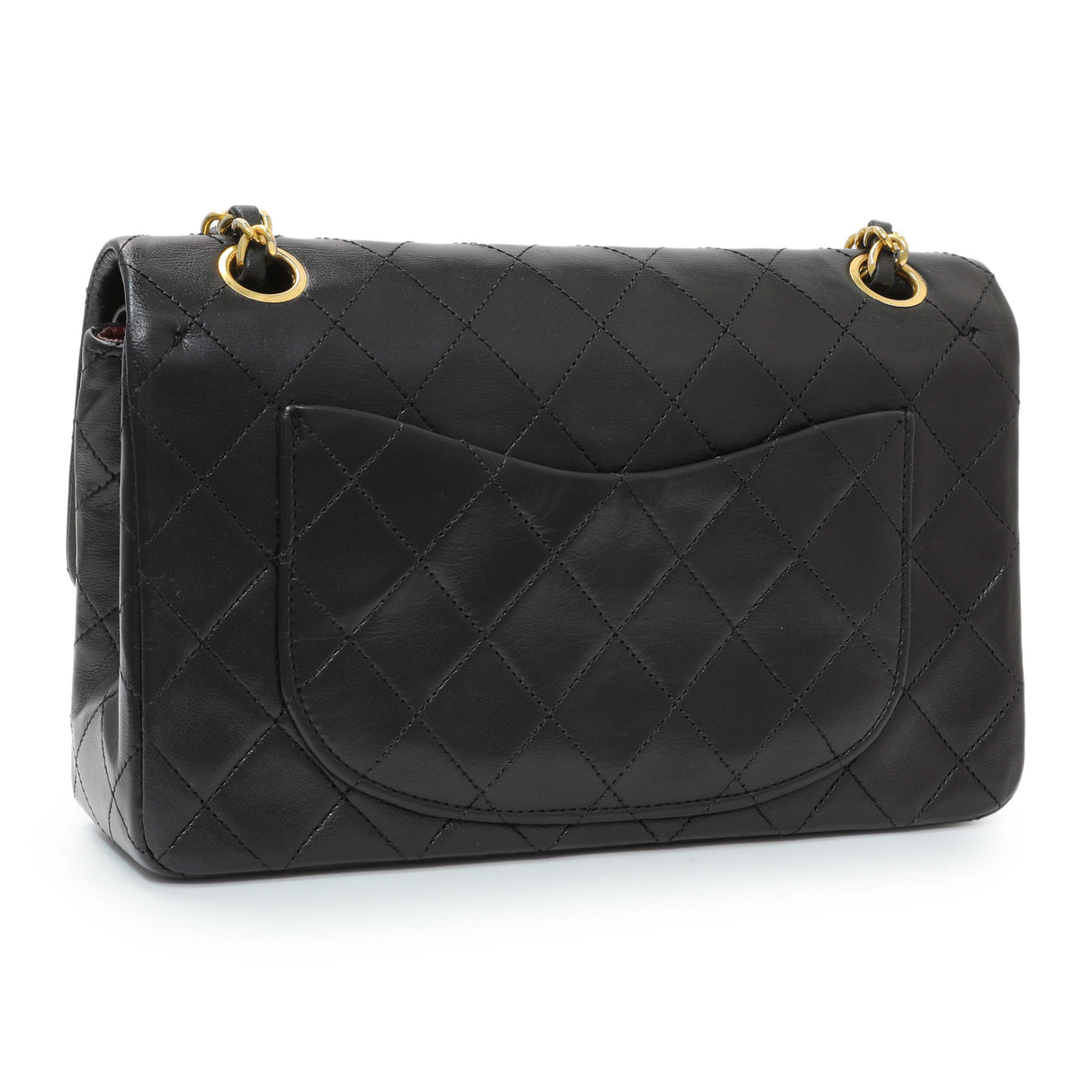 Chanel Black Quilted Lambskin Vintage Small Double Flap Handbags Chanel
