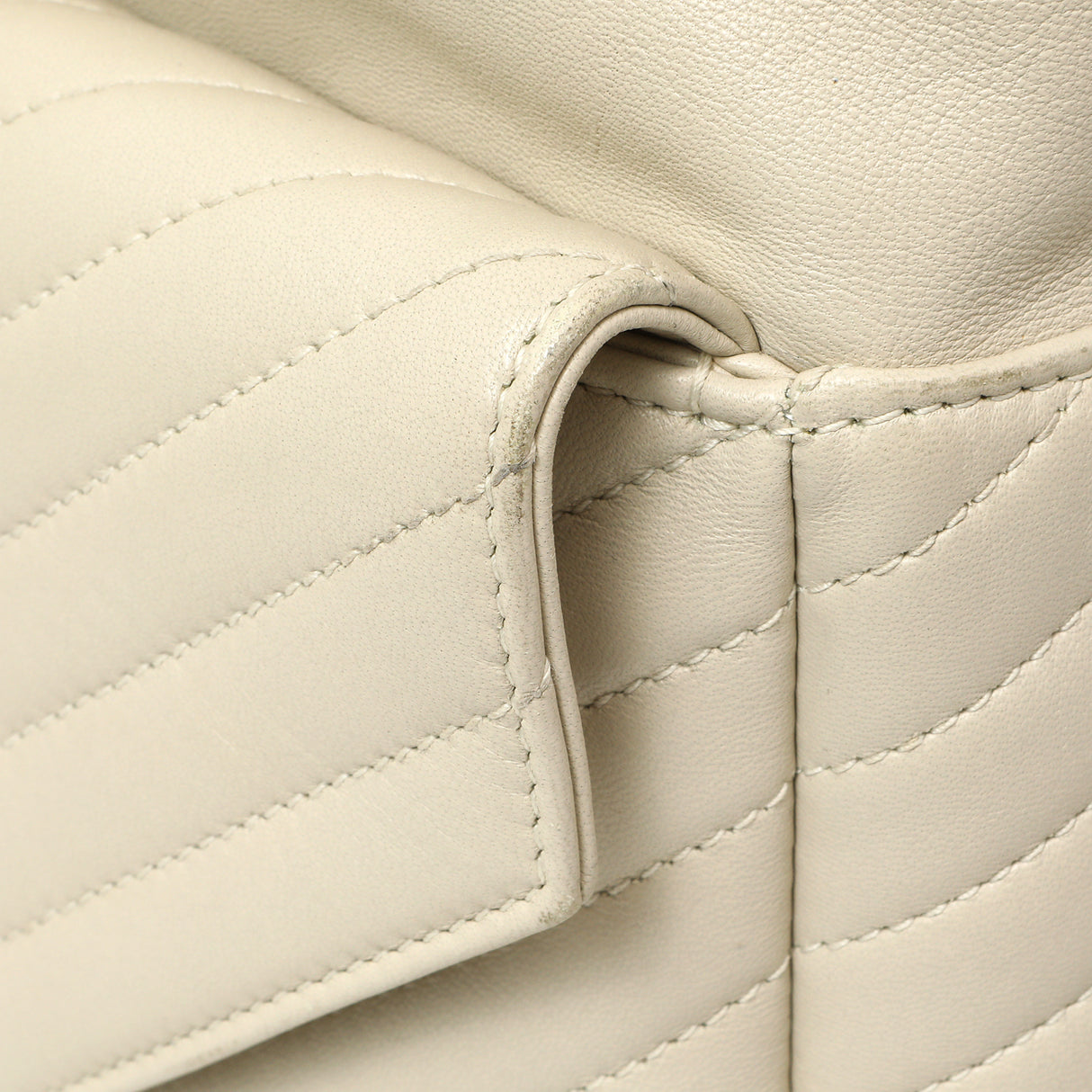 Saint Laurent Cream Lambskin Matelasse Monogram Joe Backpack