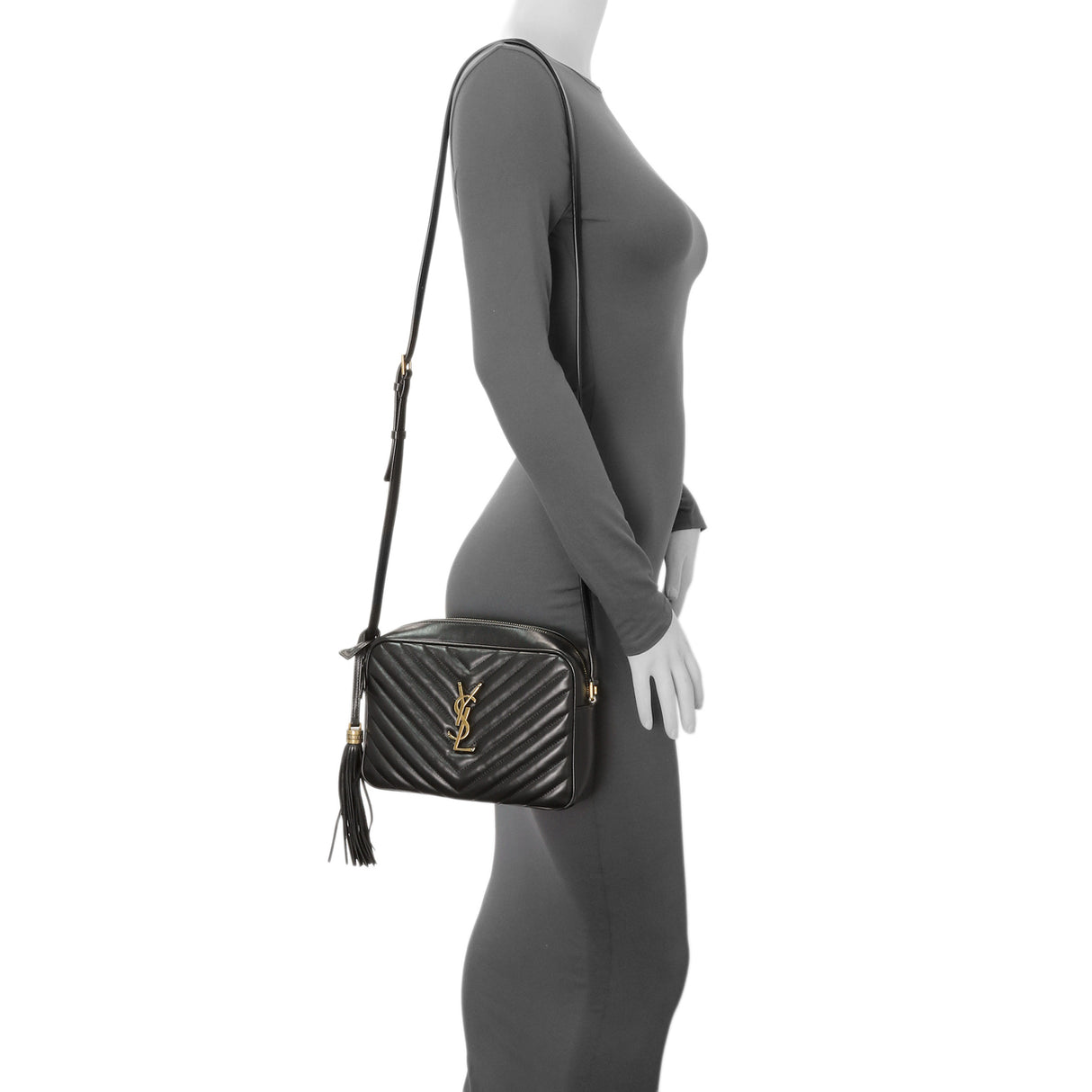 Saint Laurent Black Calfskin Matelasse Monogram Lou Camera Bag Handbags Saint Laurent