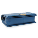 Chanel Blue Lambskin Chevron Quilted New Medium Boy Flap Handbags Chanel