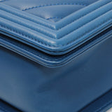 Chanel Blue Lambskin Chevron Quilted New Medium Boy Flap Handbags Chanel