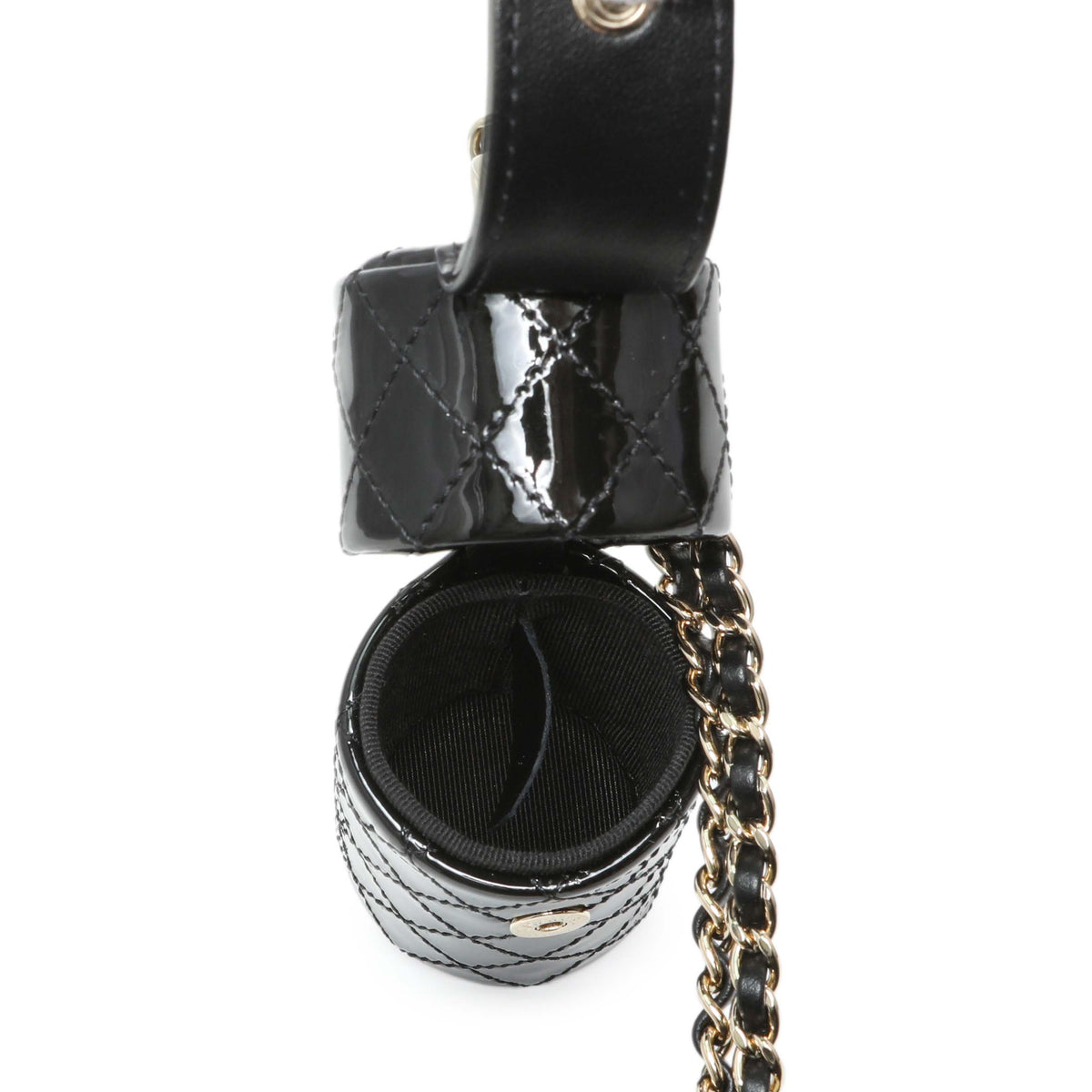 Chanel Black Patent Lipstick Case On Chain Accessories Chanel