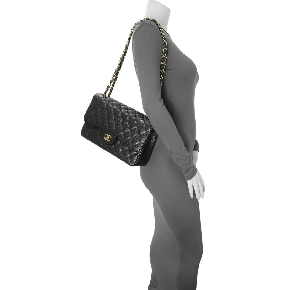 Chanel Black Caviar Jumbo Classic Double Flap Handbags Chanel