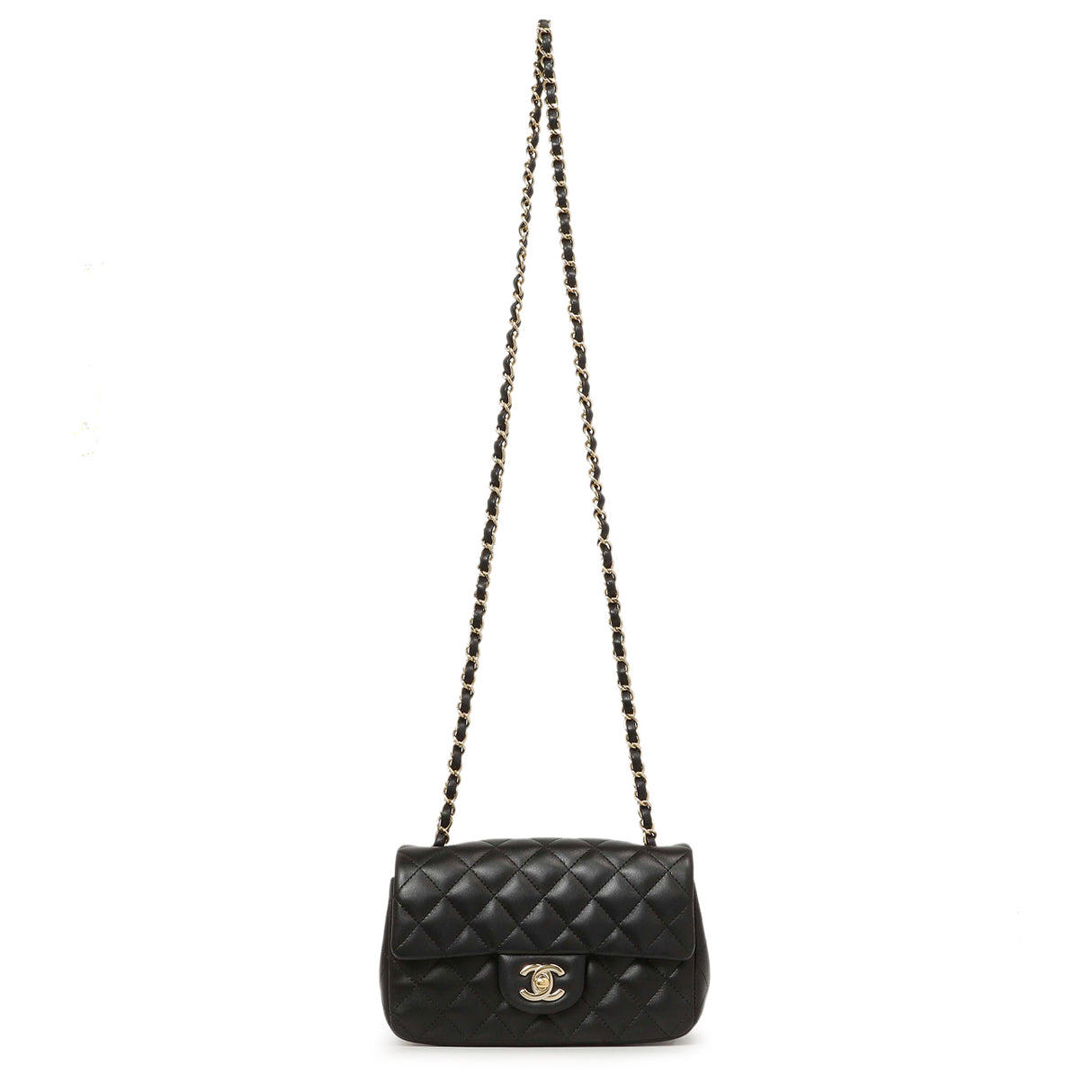 Chanel Black Quilted Lambskin Mini Rectangular Flap