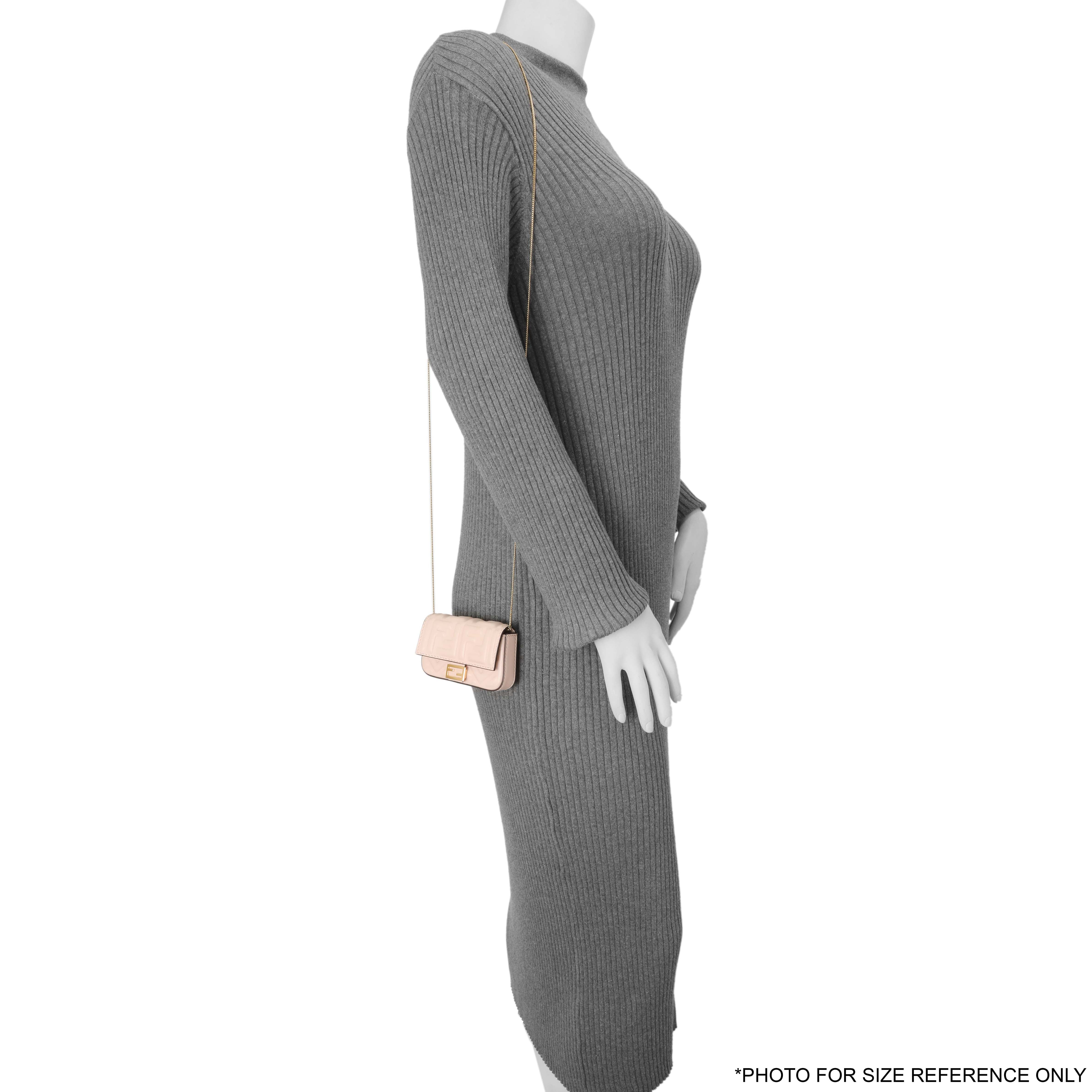 Fendi Pink Nappa Matisse FF Embossed Nano Baguette Charm – Modaselle