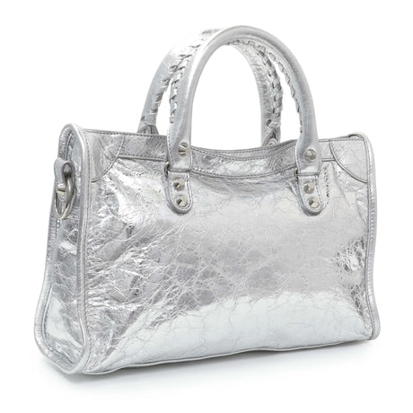 Balenciaga Silver Agneau Small Le City