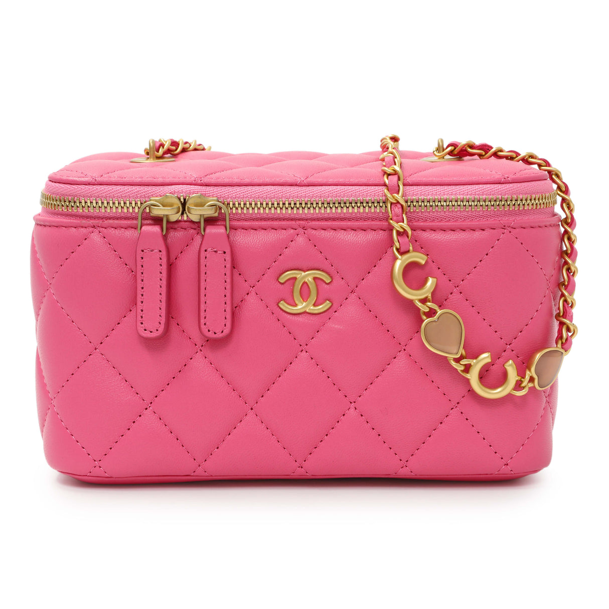 Chanel Pink Quilted Lambskin Small Coco Hearts Vanity
