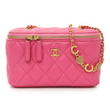 Chanel Pink Quilted Lambskin Small Coco Hearts Vanity