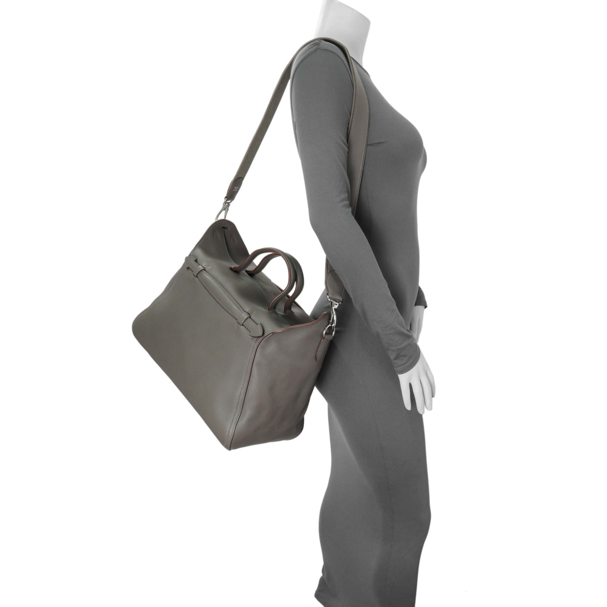 Hermes Grey Evergrain Sac Oxer w/ Strap Handbags Hermes