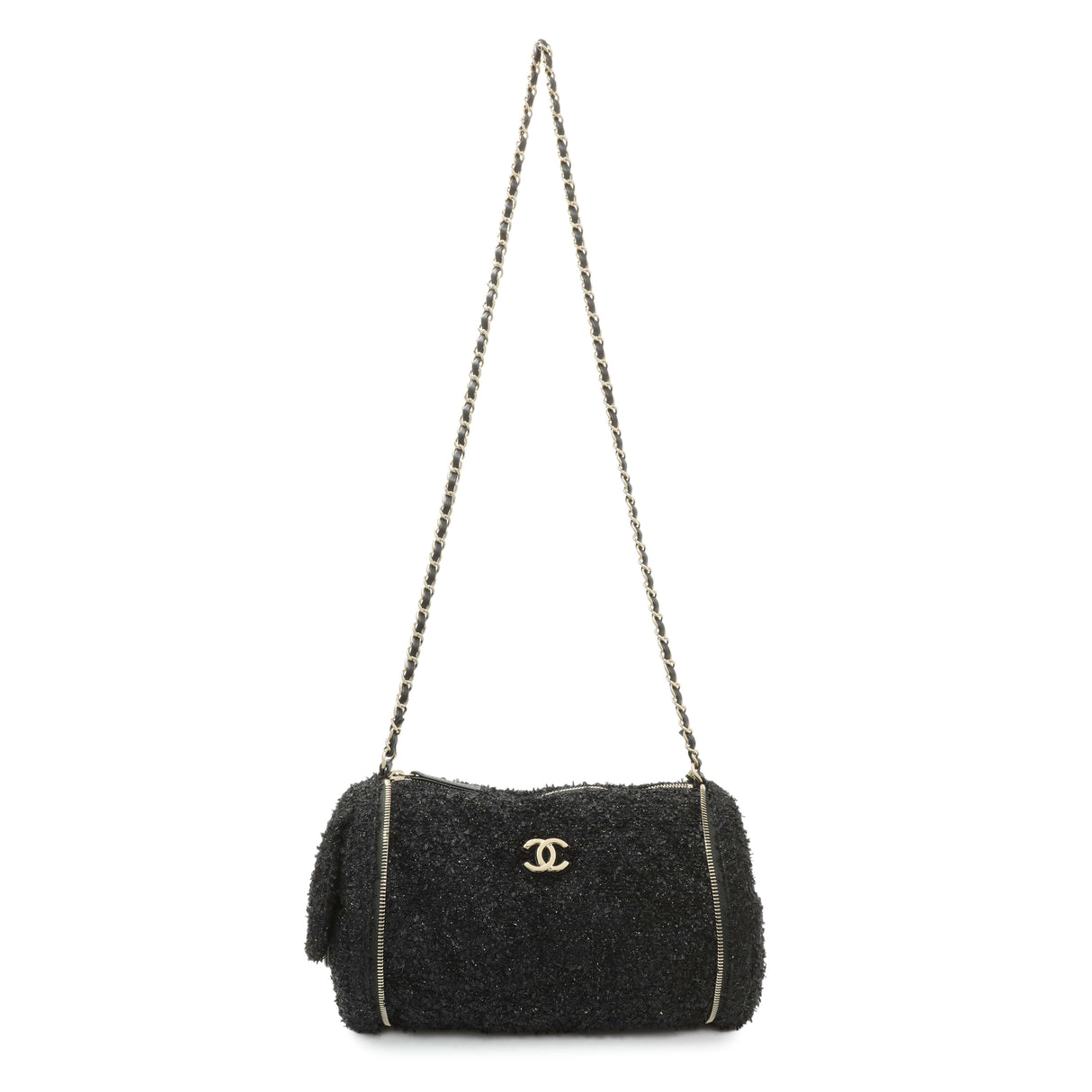 Chanel Black Tweed Coco Beach Expandable Barrel Bag