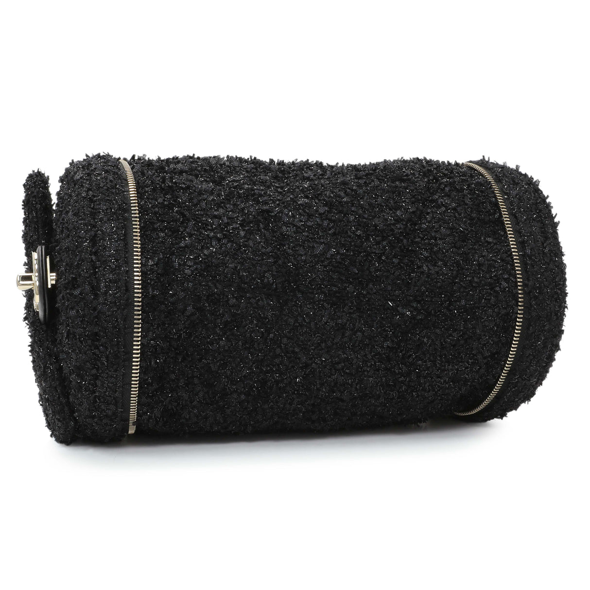 Chanel Black Tweed Coco Beach Expandable Barrel Bag