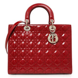 Christian Dior Red Patent Cannage Large Lady Dior