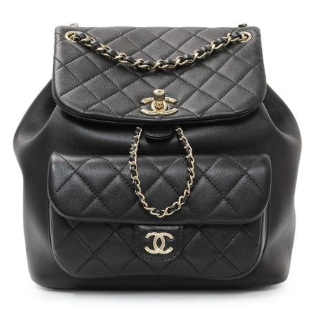 Chanel Black Lambskin Quilted Large Duma Drawstring Backpack Handbags Chanel