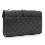 Saint Laurent Black Grain De Poudre Textured Mixed Matelasse Triquilt Small Monogram Satchel Handbags Saint Laurent