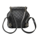 Chanel Black Lambskin Quilted Large Duma Drawstring Backpack Handbags Chanel