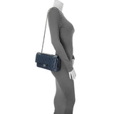 Chanel Blue Quilted Lambskin Medium Classic Double Flap Handbags Chanel