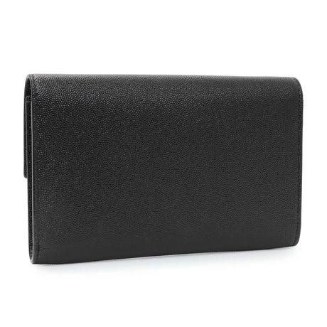 Saint Laurent Black Grain De Poudre Monogram Uptown Chain Wallet