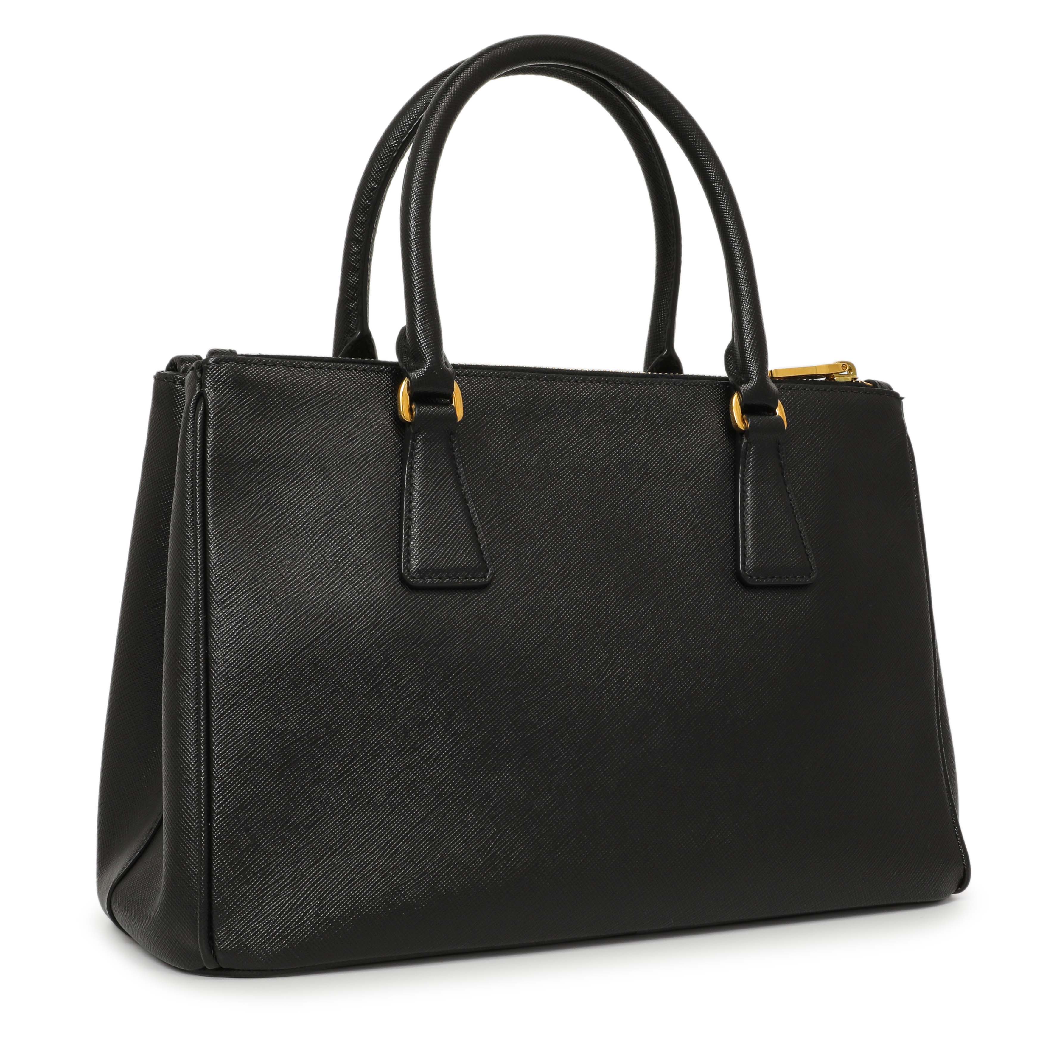 Prada Galleria Double Zip Tote Saffiano Small Nero Black