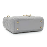 Christian Dior Grey Metallic Lambskin Cannage Mini Lady Dior