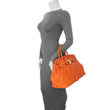 Hermes Orange Clemence Birkin 35 Handbags Hermes
