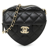 Chanel Quilted Lambskin CC In Love Heart Clutch With Chain Handbags Chanel